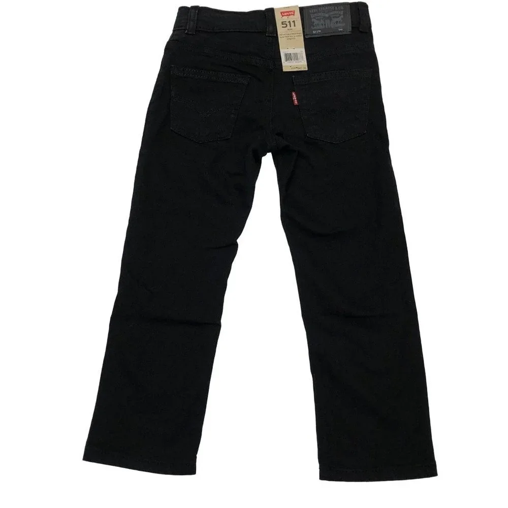 LEVI'S 511 SLIM BOY BLACK ADJUSTABLE WAISTBAND DENIM SIZE 5 REG‎ NWT